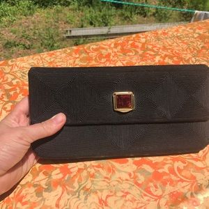 1940s Vintage Clutch Black Corde Envelope Purse